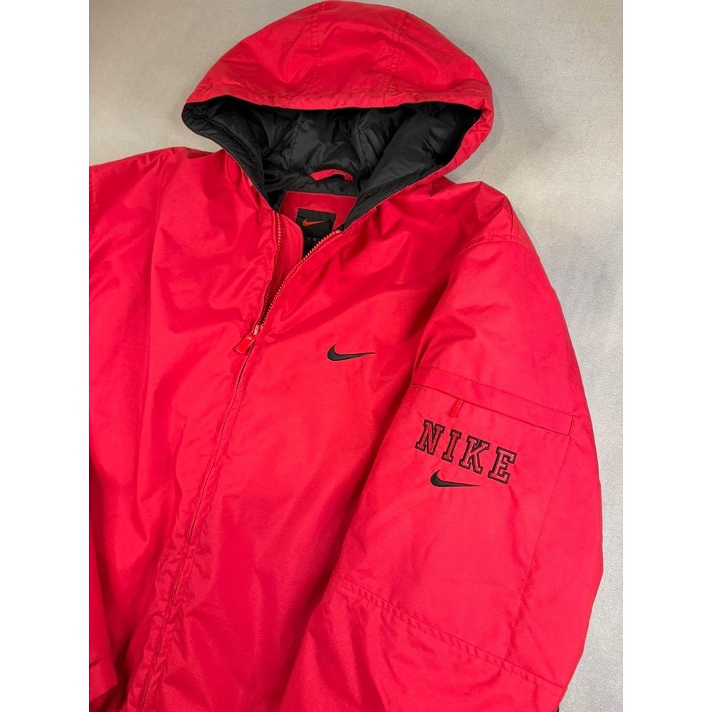 Vintage 90s NIKE Full-Zip Hooded Heavy Puffer Jacket XL Red Insulated Coat